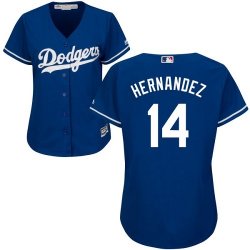 Women Los Angeles Dodgers #14 Hernandez blue majestic baseball jersey