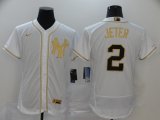 Nike New York Yankees 2# Derek Jeter white gold Flexbase Authentic Collection Jersey