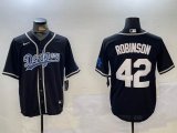 Los Angeles Dodgers #42 Jackie Robinson black nike majestic baseball jersey 01