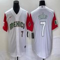 2023 World Cup Mexico #7 Julio Urias white red majestic baseball jerseys 74