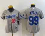 Youth Los Angeles Dodgers #99 Kelly Nike gray majestic baseball Jersey-BD 06