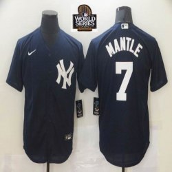 Nike New York Yankees #7 Mickey Mantle dark blue majestic baseball Jersey-BD