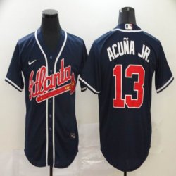 Nike Atlanta Braves #13 Ronald Acuna Jr. dark blue majestic baseball jersey