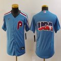 Youth Nike Philadelphia Phillies blank skyblue throwback majestaic baseball jersey 02