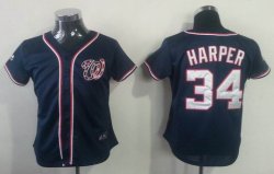 Washington National HARPER 34# women Blank Blue mlb jersey