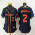 Women Nike Houston Astros #2 Alex Bregman dark blue baseball jerseys city version