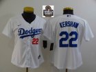 Women Nike Los Angeles Dodgers #22 Clayton Kershaw white majestic baseball Jerseys-01