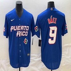 Puerto Rico #9 Baseball Javier Báez blue 2023 World Baseball Classic Replica Player Jersey 09