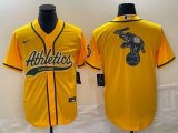 Nike Oakland Athletics blank yellow majestic baseball jersey Joint name 03