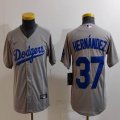 Youth Nike Los Angeles Dodgers #37 Enrique Hernandez gray majestic baseball jerseys 01