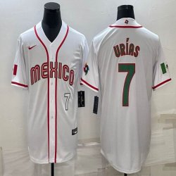 2023 World Cup Mexico #7 Julio Urias white majestic baseball jerseys 04