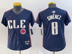 Youth Nike Cleveland Indians #0 Andres Gimenez blue majestic baseball jersey -BD 03