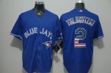 Toronto blue jays #2 Troy Tulowitzki blue USA flag baseball jersey