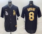 Nike Los Angeles Dodgers #8 Kobe Bryant black gold majestic baseball Jersey -BD 01