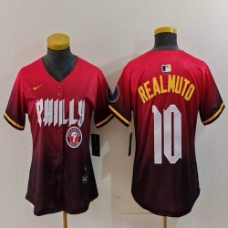 Women Nike Philadelphia Phillies #10 J.T. Realmuto red majestic baseball jersey city version 02