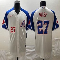 Nike Anaheim Angels #27 Austin Riley white blue majestic baseball city version 02