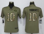 Women Nike Chicago Bears 10 Trubisky Olive Camo Carson 2017 Salute to Service Elite Player