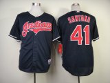 Cleveland Indians #41 Carlos Santana blue mlb jersey