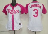 MLB Tampa Bay Rays 3 Longoria Womens Pink Splash Fashion Jersey