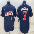 2023 World Cup #7 Tim Anderson blue USA majestic baseball jerseys 03