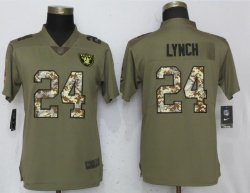 Women Nike Oakland Raiders 24 Lynch Olive Camo Carson 2017 Salute to Service Elite Player