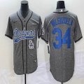 Nike Los Angeles Dodgers #34 Fernando Valenzuela Hemp grey majestic baseball jerseys Joint name -BD 01