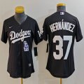 Women Nike Los Angeles Dodgers #37 Enrique Hernandez black majestic baseball jerseys 02