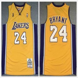 Los Angeles Lakers #24 Kobe Bryant throwback yellow champion nba jersey-XD