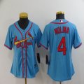 Women nike St.Louis Cardinals 4 Yadier Molina skyblue majestic MLB Jersey