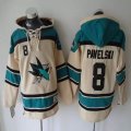 Reebok San Jose Sharks #8 Joe Pavelsk beige green ice Hockey Hooded Sweatshirt