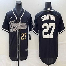 Nike New York Yankees #27 Giancarlo Stanton black majestic baseball Jersey Joint name 02