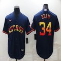 Nike Houston Astros #34 Nolan Ryan dark blue majestic baseball jerseys rainbow version