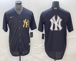 Nike New York Yankees blank black gold majestic baseball Jersey 06