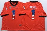 Georgia Bulldogs #1 Sony Michel orange USA Flag College Football Limited Jerseys