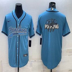 Nike Carolina Panthers blank skyblue baseball jerseys Joint name-BD 01