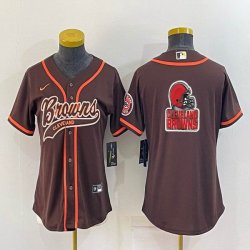 Women Nike Cleveland Browns blank brown baseball jerseys Joint name-BD 01