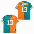 Miami Dolphins #13 Dan Marino Throwback Green orange splits NFL Jerseys with 75th patch -SG