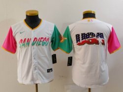 Youth Nike San Diego Padres blank white green pink MLB Baseball jerseys-BD 01