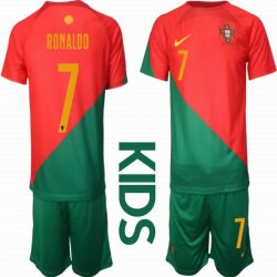 2022 World cup Portugal team #7 Ronaldo red green Kid soccer jerseys home