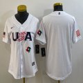 Women 2023 World Cup blank white USA majestic baseball jerseys 03