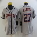 Women Nike Houston Astros Jose Altuve 27# gray majestic baseball jerseys