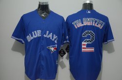 Toronto blue jays #2 Troy Tulowitzki blue USA flag baseball jersey