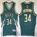 Nike Milwaukee Bucks 34# Giannis Antetokounmpo green basketball Jerseys champion patch-HL