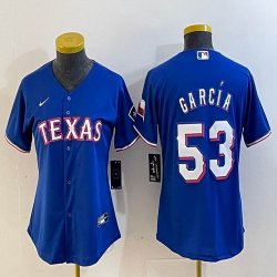 Women Nike Texas Rangers #53 Adolis Garcia blue majestic baseball jerseys-BD