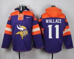 Custom Nike Minnesota Vikings Wallace #11 purple orange nfl Hooded Sweatshirt