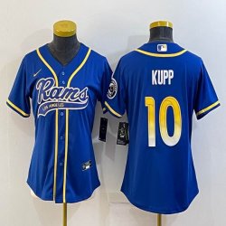 Women Nike Los Angeles Rams #10 Cooper Kupp blue baseball jerseys Joint name-BD