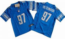 Youth Detroit Lions 97# Aidan Hutchinson blue Nike Vapor F.U.S.E. Limited Jerseys