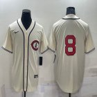 Nike Cincinnati Reds #8 beige throwback mlb jerseys