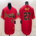 Nike Atlanta Braves #27 Austin Riley red gold majestic baseball Jerseys-