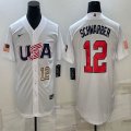 2023 World Cup #12 Kyle Schwarber white USA majestic baseball jerseys 04